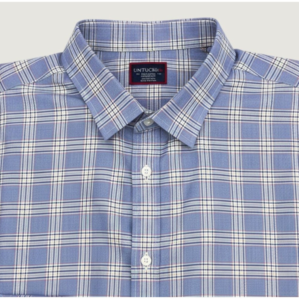 UNTUCKit Mens XXL Purple Plaid Wrinkle Free Cotton Button Down Shirt Long Sleeve